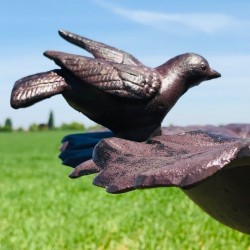 Großer Futterplatz Vogelbad aus Gusseisen Weinblatt braun H-83cm Ansichten der Ornamente