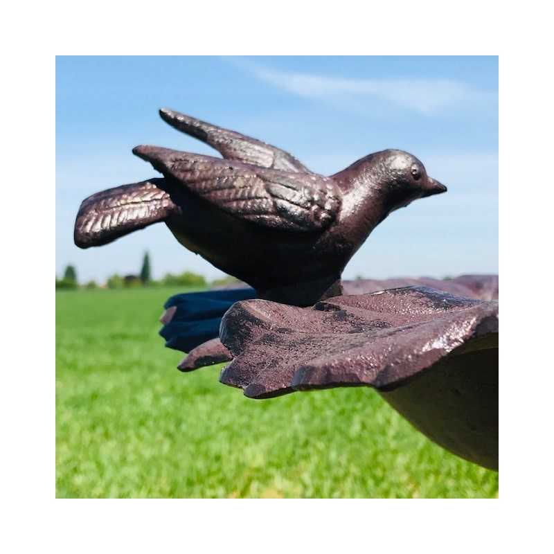 Großer Futterplatz Vogelbad aus Gusseisen Weinblatt braun H-83cm Ansichten der Ornamente