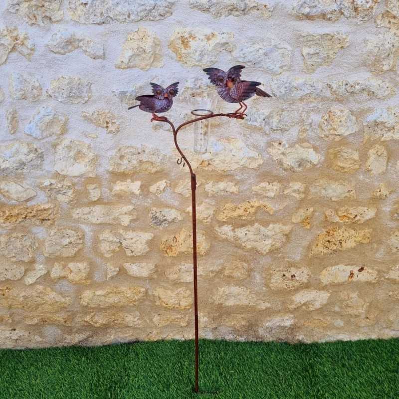 Vollständiger dekorativer Eulen-Regenmesser mit Erdspieß – 128 cm
