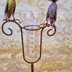 Pluviometer Krähen dekorative Gartenwindmühle mit Skala 129 cm