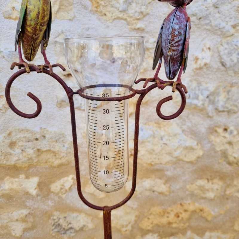 Pluviometer Krähen dekorative Gartenwindmühle mit Skala 129 cm