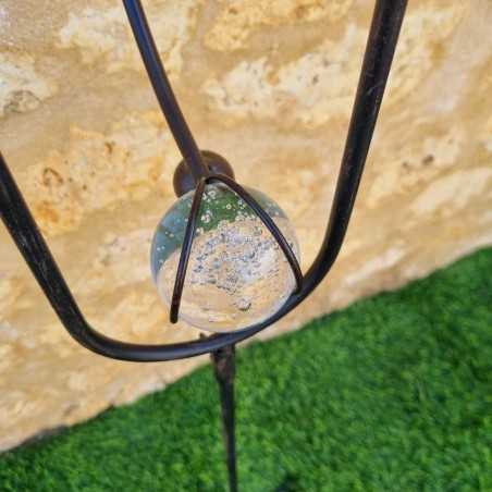 Garten-Mobile aus Eisen mit Rabenmotiv, Pick und ausgewogenem Stab, Ansicht des Gegengewichts aus geblasenem Glas