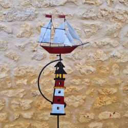 Maritime dekorative Gartenwindmühle aus Metall