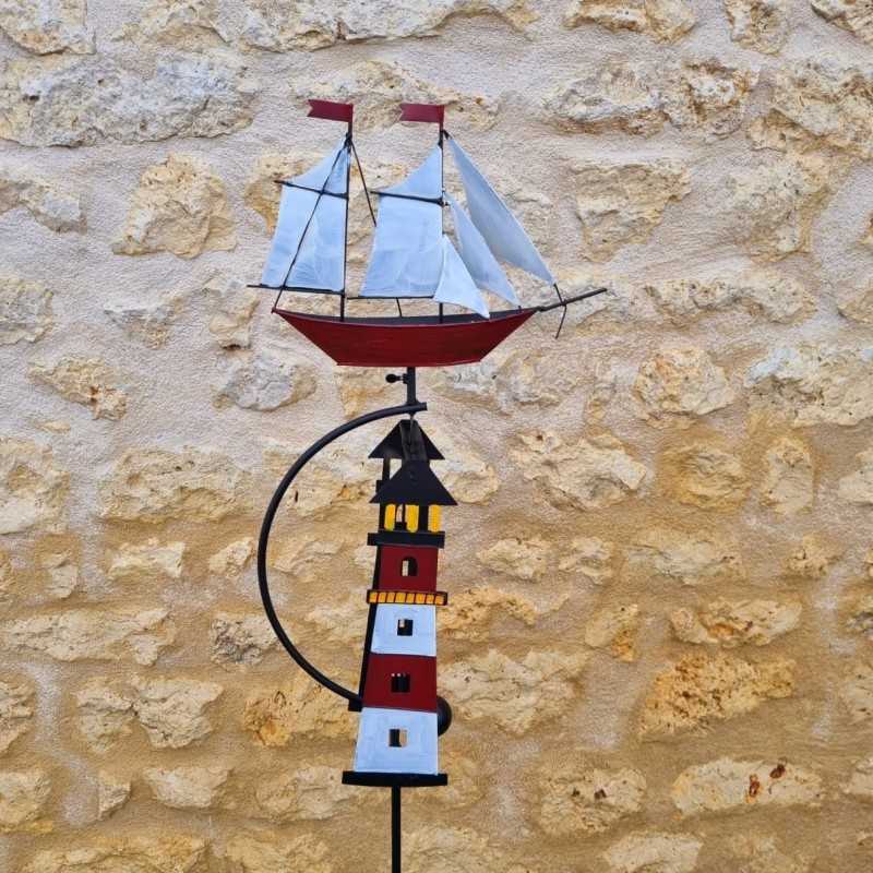Maritime dekorative Gartenwindmühle aus Metall