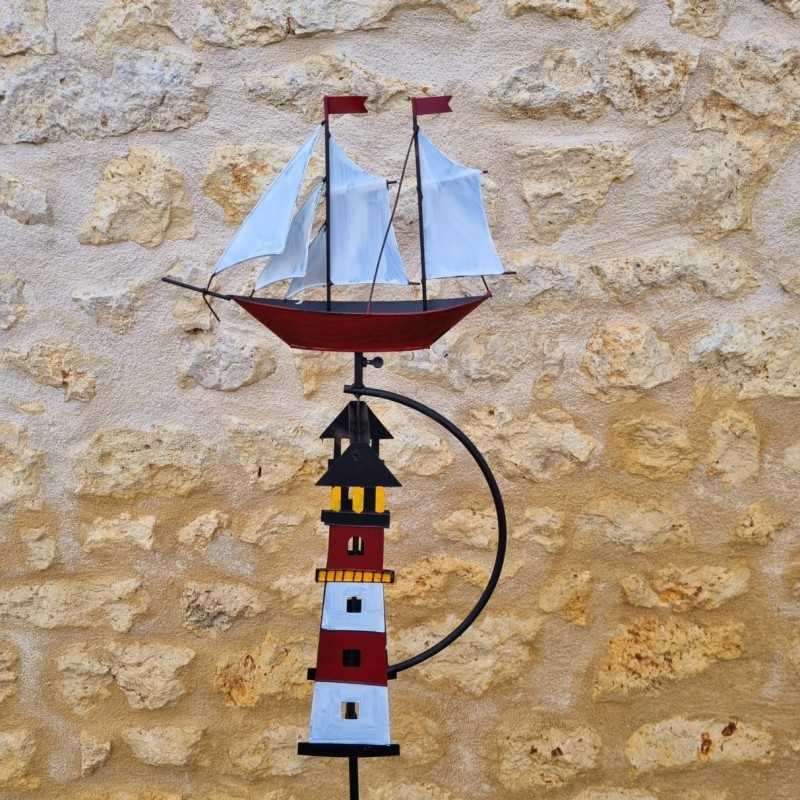 Maritime dekorative Gartenwindmühle aus Metall