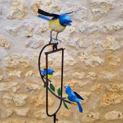 Mobiles Garten-Balance-Spiel aus Metall mit Blaumeisen-Motiv Höhe 130 cm