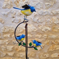 Mobiles Garten-Balance-Spiel aus Metall mit Blaumeisen-Motiv, Höhe 130 cm, Seitenansicht