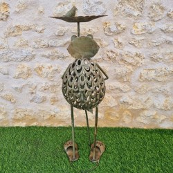 Frosch Vogelbad aus Eisen, Rückansicht