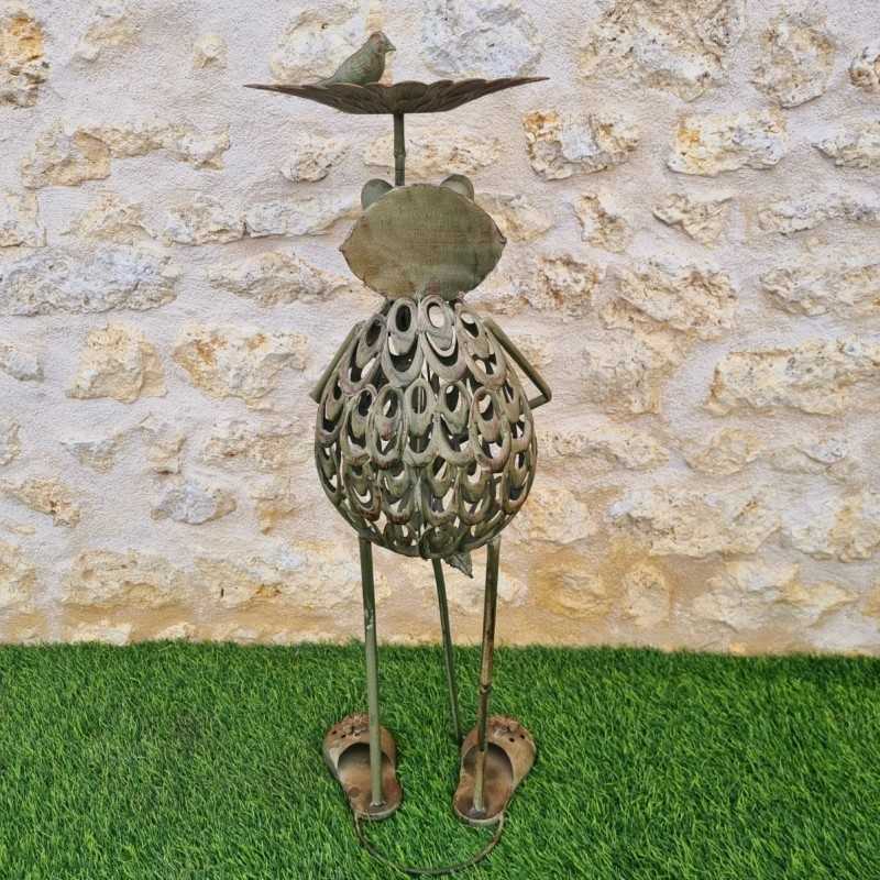 Frosch Vogelbad aus Eisen, Rückansicht