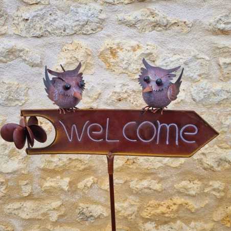 Gartenstecker, dekorative Rankhilfe „Welcome Eule“