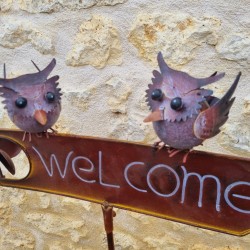 Gartenstecker, dekorative Rankhilfe „Welcome Eule“