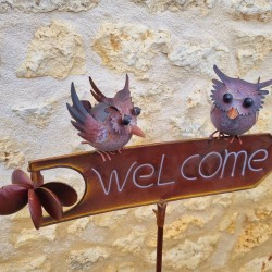 Gartenstecker, dekorative Rankhilfe „Welcome Eule“