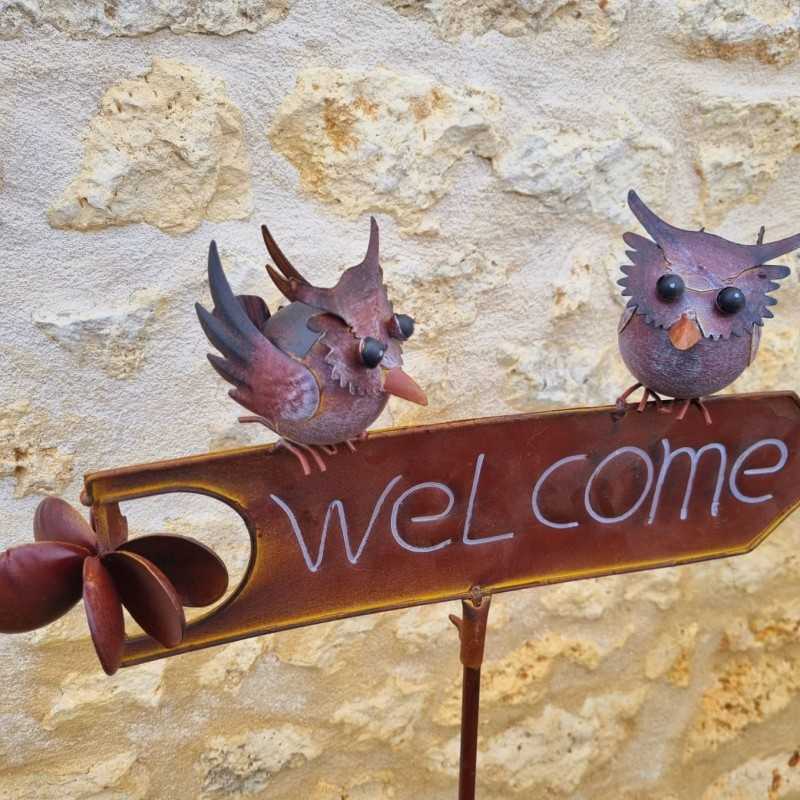 Gartenstecker, dekorative Rankhilfe „Welcome Eule“