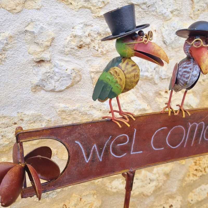 Pfeilschild „Welcome“ für den Garten, Höhe 122 cm.
