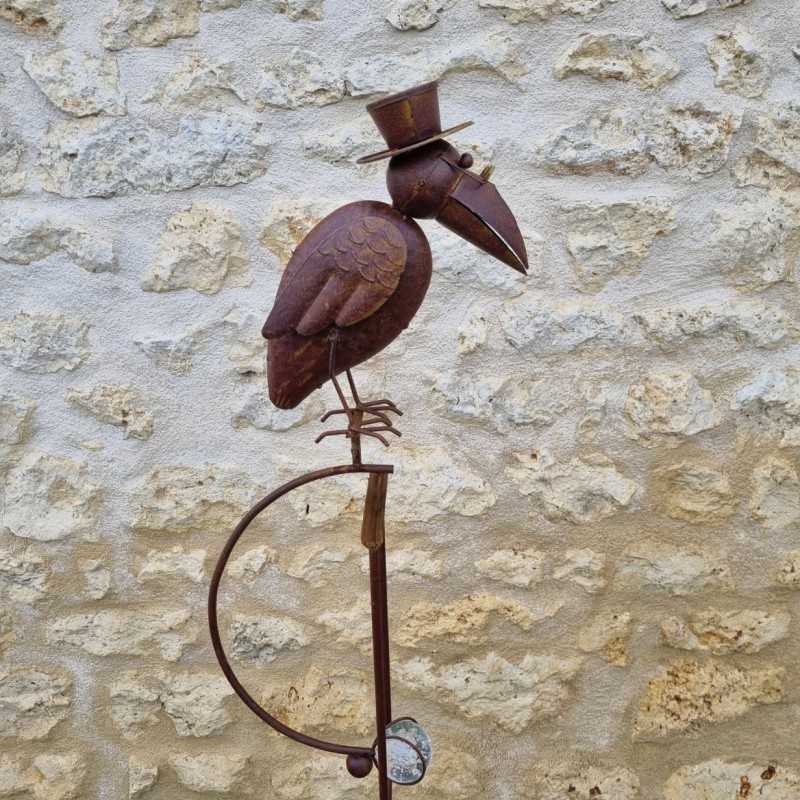 Garten-Mobile aus Eisen mit Wippmotiv Rabe, Pflanzstab, ausgewogen