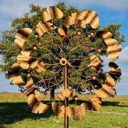 Gartenwindrad Falloux aus Metall mit Ginkgoblättern – 210 cm
