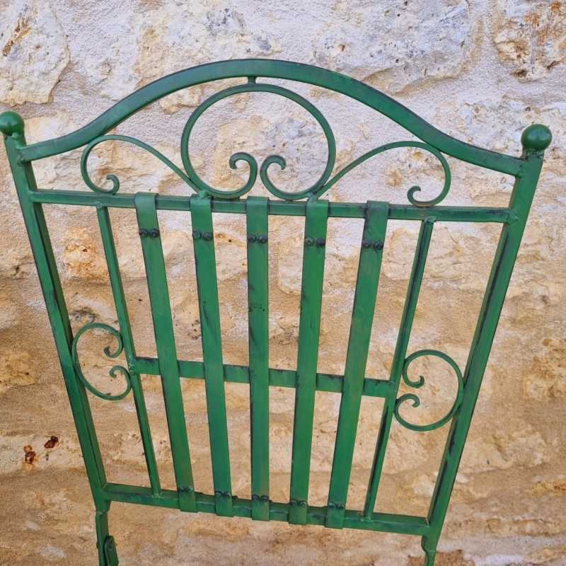 Bistro-Gartenmöbel aus Metall für 2 Personen, grün patiniert mit schwarzem Finish