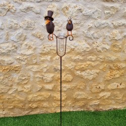 Hoher Garten-Regenmesser mit zwei Raben – 145 cm