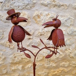 Pluviomètre décoratif motif corbeaux couleur rouille 127 cm 39,90 € LEZARD DU JARDIN