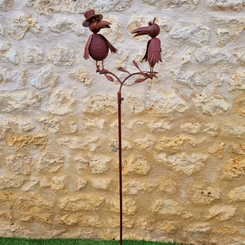 Pluviomètre décoratif motif corbeaux couleur rouille 127 cm 39,90 € LEZARD DU JARDIN