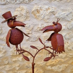 Pluviomètre décoratif motif corbeaux couleur rouille 127 cm 39,90 € LEZARD DU JARDIN