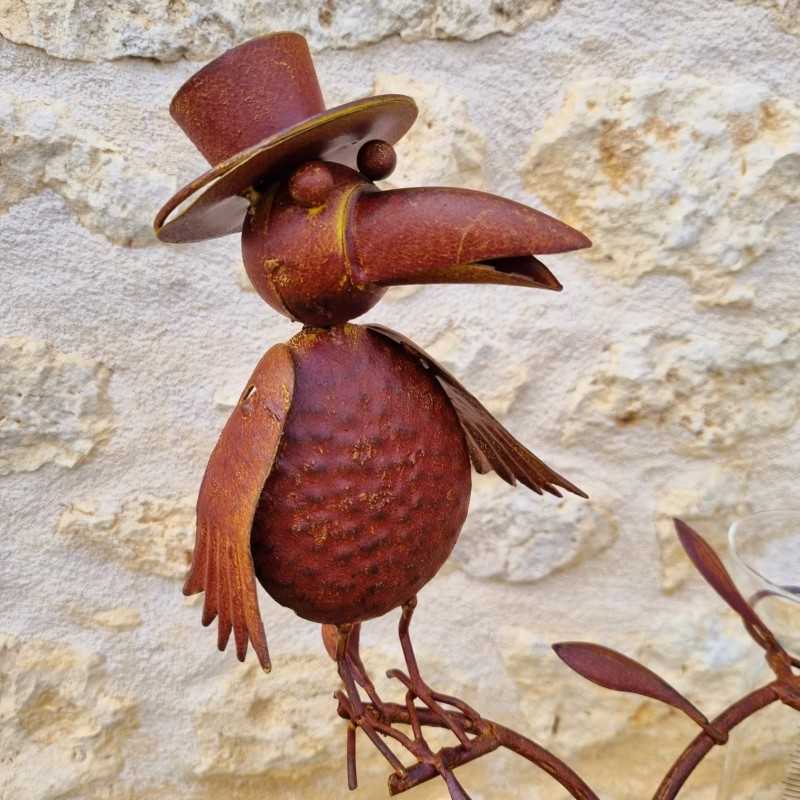 Pluviomètre décoratif motif corbeaux couleur rouille 127 cm 39,90 € LEZARD DU JARDIN