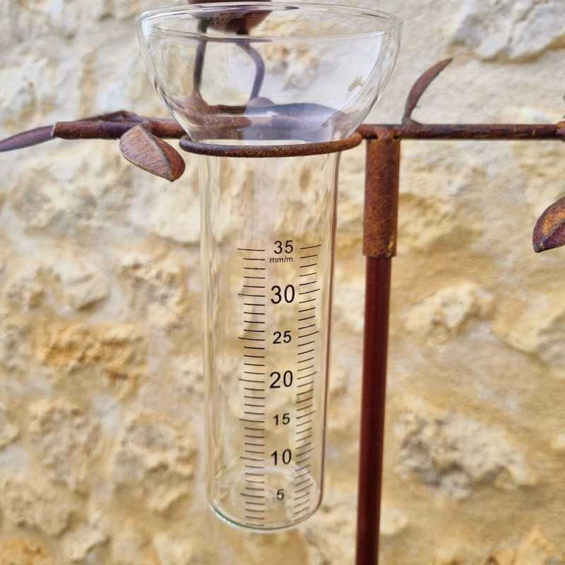 Pluviomètre à piquer motif chat et souris Tuteur Plante Décoration de Jardin en Fer Patiné et entonnoir Tube en Verre 39,90 € L