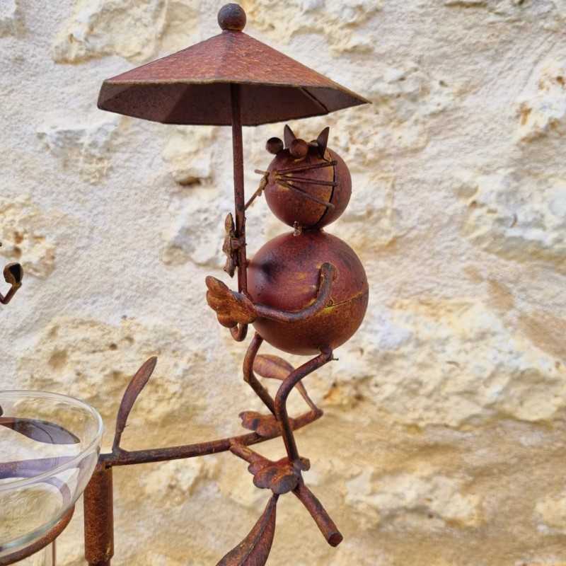 Pluviomètre à piquer motif chat et souris Tuteur Plante Décoration de Jardin en Fer Patiné et entonnoir Tube en Verre 39,90 € L
