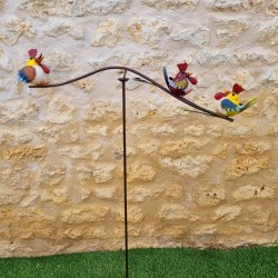 Mobiler Gartenpflock mit Hühner-Motiv Höhe 130 cm
