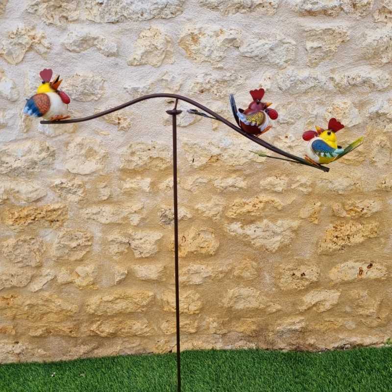 Mobiler Gartenpflock mit Hühner-Motiv Höhe 130 cm