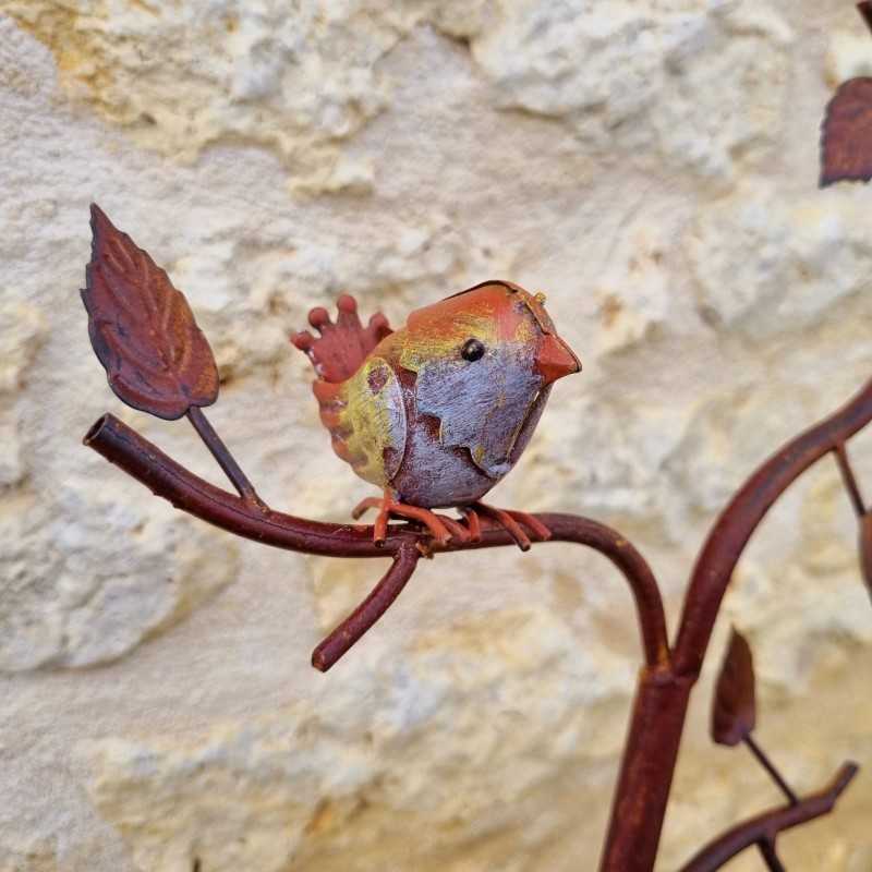 Vogelbad auf farbigem Eisenstab, Futterstelle H127 cm