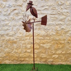 Gartenwindrad mit Rabenfigur und beweglicher Windpropeller