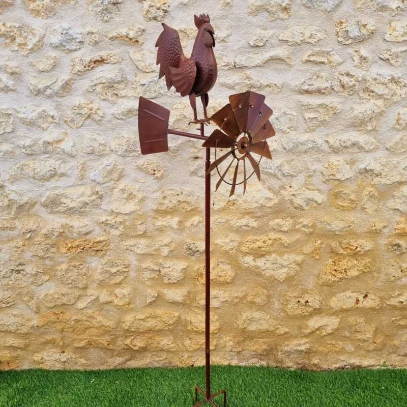 Hohe Hahn-Wetterfahne für den Garten – 155 cm