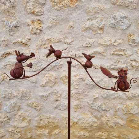 Mobile de Jardin décoration métal chat et souris hauteur 156 cm 39,90 € LEZARD DU JARDIN
