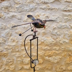 Schöner Gartenhänger, Eisen mit Eulenmotiv, ausbalancierter Pflanzstab.