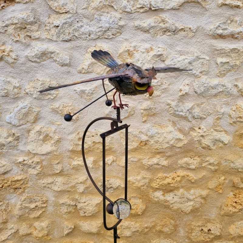 Schöner Gartenhänger, Eisen mit Eulenmotiv, ausbalancierter Pflanzstab.
