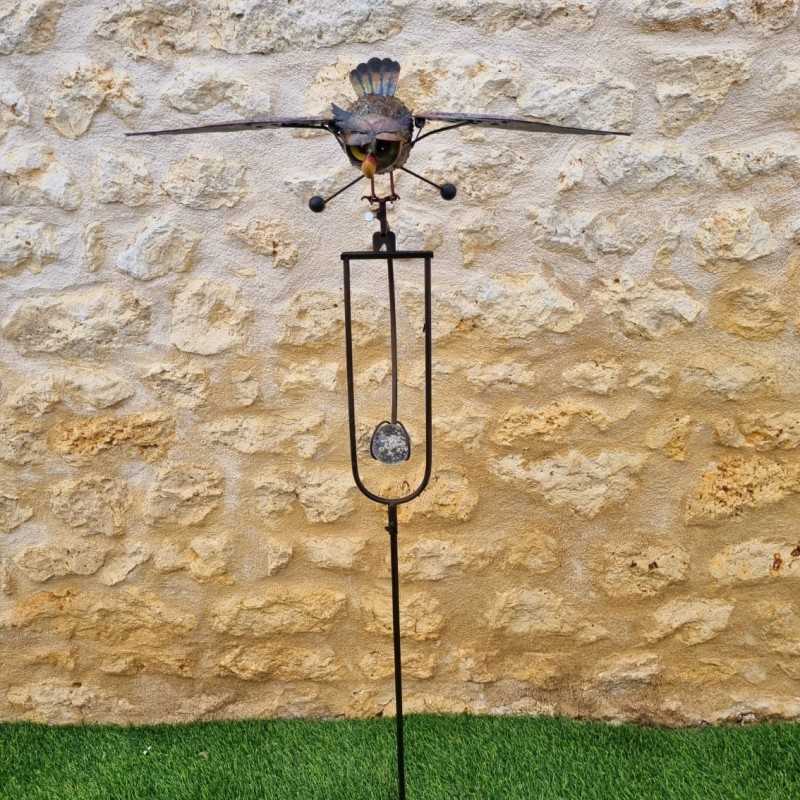 Schöner Gartenhänger, Eisen mit Eulenmotiv, ausbalancierter Pflanzstab.