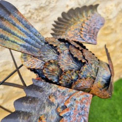 Schöner Gartenhänger, Eisen mit Eulenmotiv, ausbalancierter Pflanzstab.