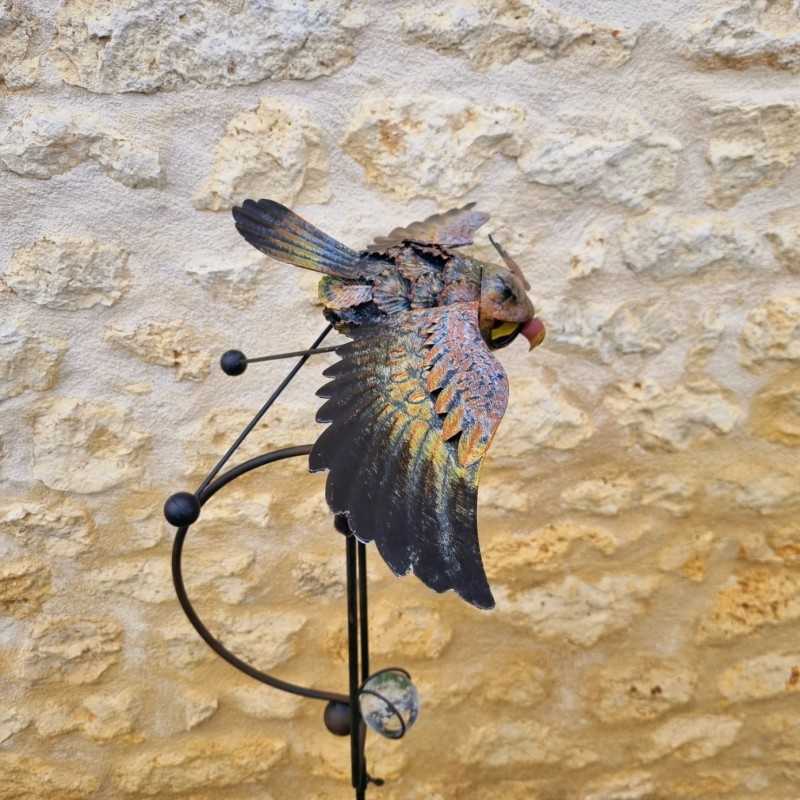 Schöner Gartenhänger, Eisen mit Eulenmotiv, ausbalancierter Pflanzstab.