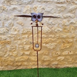 Garten-Waage Eule auf Stab H132 cm aus Metall