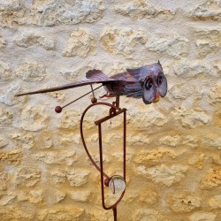 Garten-Waage Eule auf Stab H132 cm aus Metall
