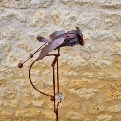 Garten-Waage Eule auf Stab H132 cm aus Metall