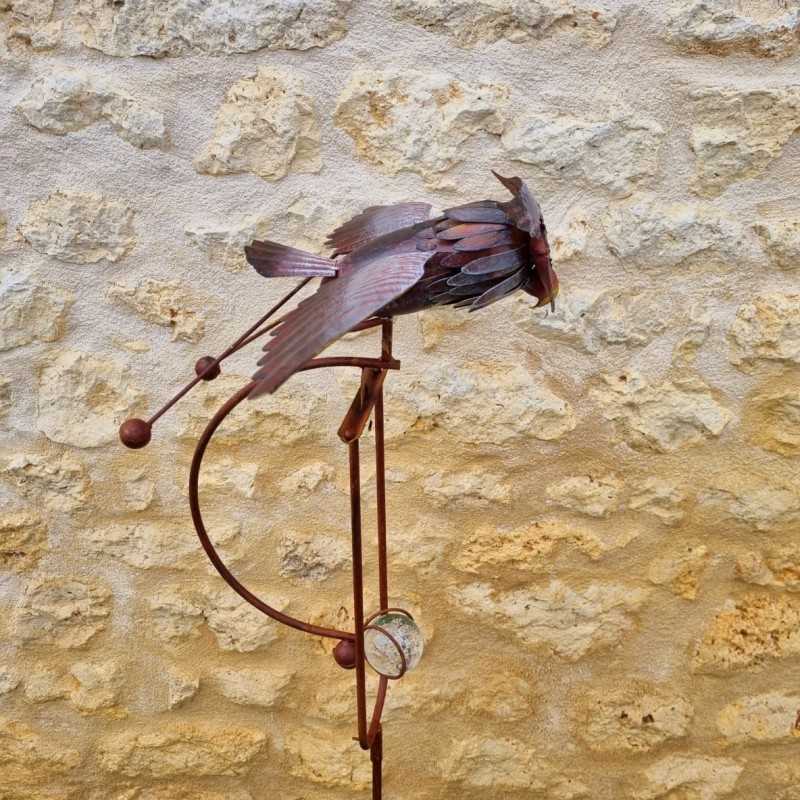 Garten-Waage Eule auf Stab H132 cm aus Metall