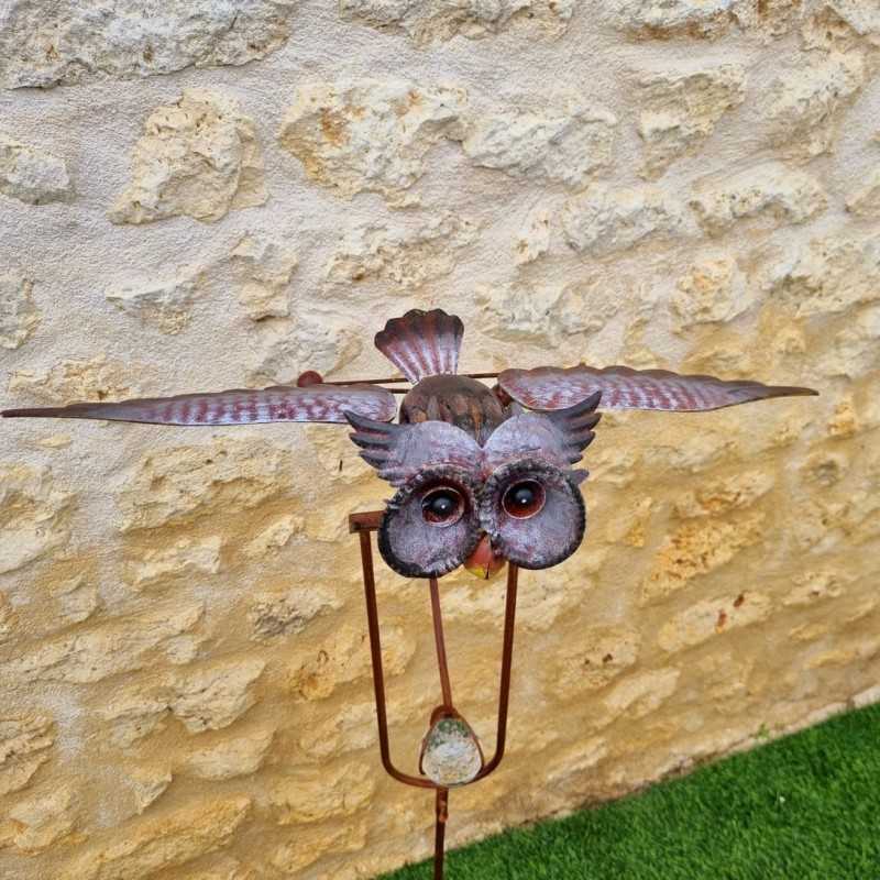 balancier de jardin pic tuteur décoratif hibou H132 45,90 € LEZARD DU JARDIN