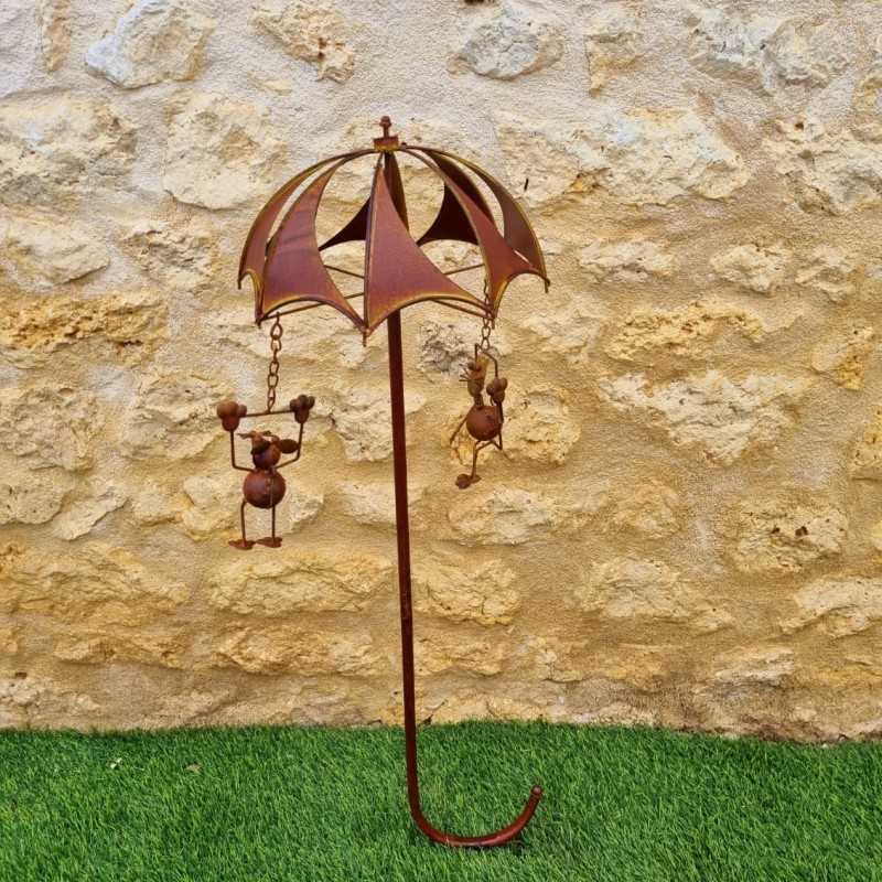 Pic de Jardin Décoratif - Mobile Éolienne en Fer Chat et Souris | Lézard du Jardin