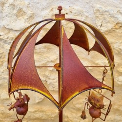 Pic de Jardin Décoratif - Mobile Éolienne en Fer Chat et Souris | Lézard du Jardin