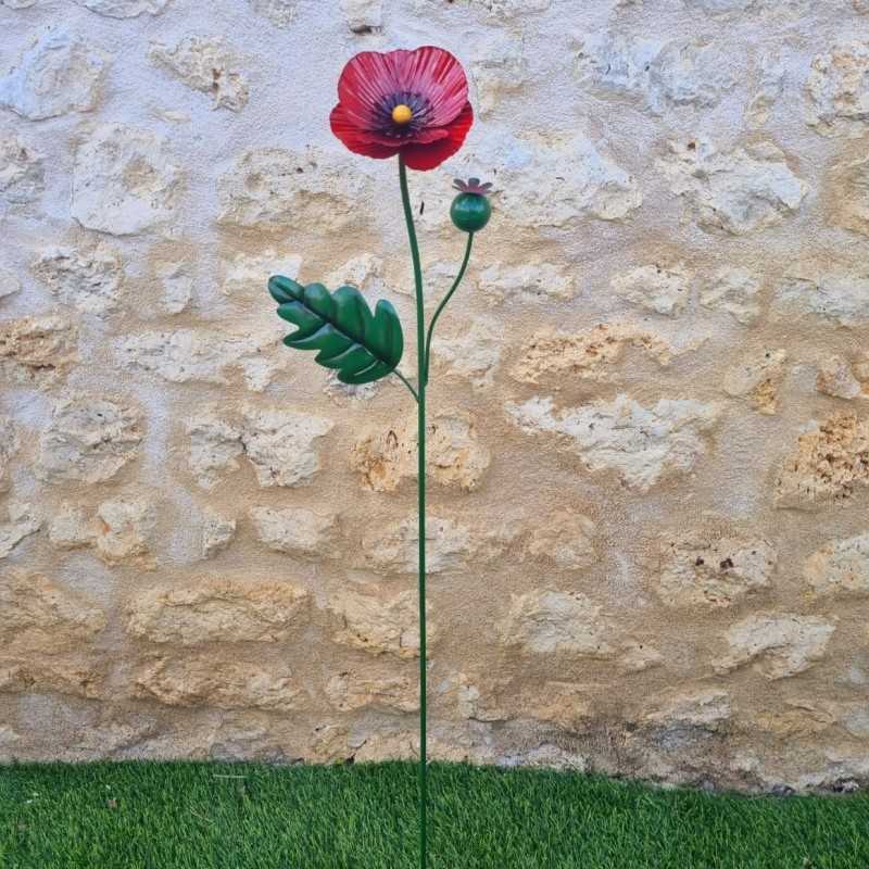 Mohn aus Eisen mit Blättern
