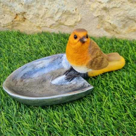 Vogeltränke und Futterstelle aus Harz in Form einer Schaufel