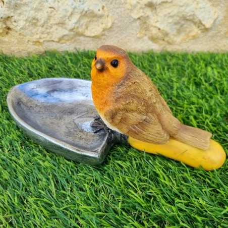 Vogeltränke und Futterstelle aus Harz in Form einer Schaufel