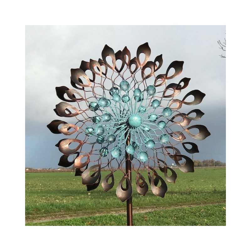 Dekorative Gartenwindmühle aus Eisen 213x60x27 Modell Budos Windmühle Gartenskulptur aus Metall